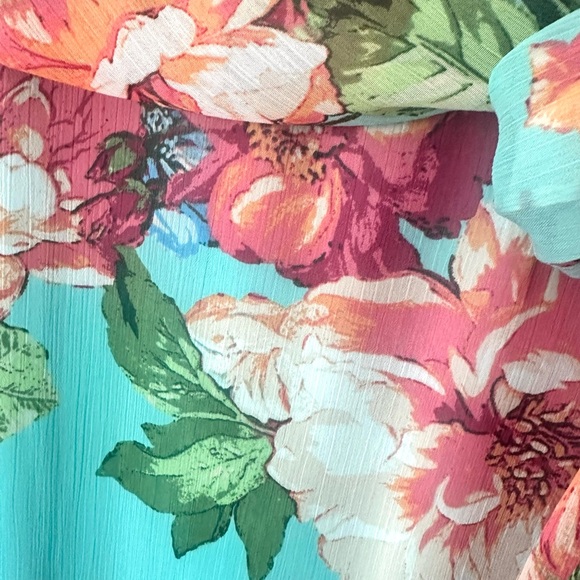 NWT LONDON TIMES Floral Ruffle Faux Wrap Dress 12P - Picture 6 of 11